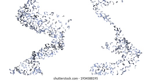 Musical note symbols vector design. Symphony notation elements burst. Party music pattern. Doodle note symbols signs with pause. Concert poster background.