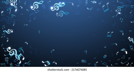 Musical note symbols vector illustration. Sound composition signs scatter. Pop music pattern. Abstract note symbols silhouettes with flat. Concert poster graphic design.