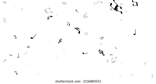 Musical note symbols vector wallpaper. Melody recording elements explosion. Digital music pattern. Creative note symbols elements with treble clef. Party flyer backdrop.