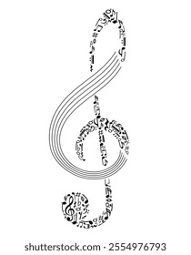 Musical note or treble clef, musical key signs, treble key