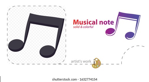 musical note vector flat illustration, solid, line icon