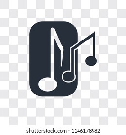 Musical note vector icon isolated on transparent background, Musical note logo concept