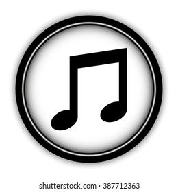 Musical note - vector icon; round  button with shadow