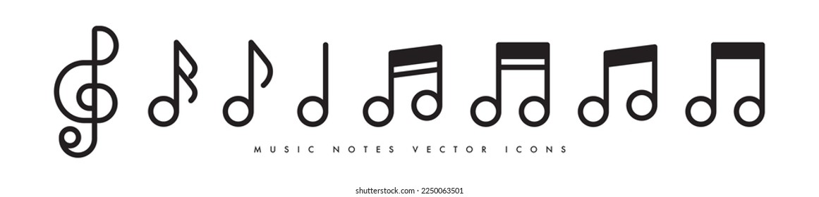 Musical note vector illustration icon set