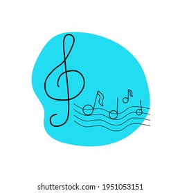Musical note vector illustration. Music key symbol or logo icon for music concept design.