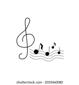 Musical note vector illustration. Music key symbol or logo icon for music concept design.