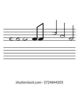 Vector musical. Símbolo del pentagrama de la melodía. Ilustración de ritmo de sonido. Signo de audio creativo. EPS 10.