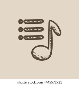 Icono de esbozo del vector de nota musical aislado en el fondo. Dibujo manual Icono de nota musical. Icono de boceto de notas musicales para infografía, sitio web o aplicación.