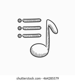 Musical note vector sketch icon isolated on background. Hand drawn Musical note icon. Musical note sketch icon for infographic, website or app.
