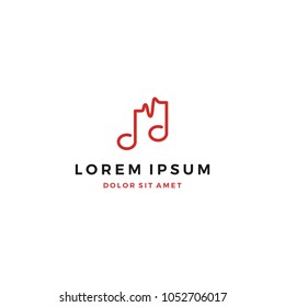 Musical Note and Wave Logo Design Template