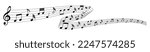 Musical note wave. Music notes melody on white background. Sheet music notes of tune bass and treble.