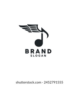 A musical note with wings Logo Design Symbol Template Flat Style Vector Illustration