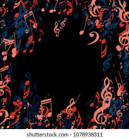 Musical Notes. Abstract Background with Notes, Bass and Treble Clefs. Vector Element for Musical Poster, Banner, Advertising, Card. Minimalistic Simple Background.