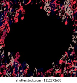 Musical Notes. Abstract Background with Notes, Bass and Treble Clefs. Vector Element for Musical Poster, Banner, Advertising, Card. Minimalistic Simple Background.