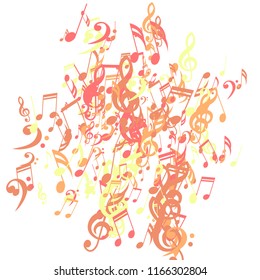 Musical Notes. Abstract Background with Notes, Bass and Treble Clefs. Vector Element for Musical Poster, Banner, Advertising, Card. Minimalistic Simple Background.