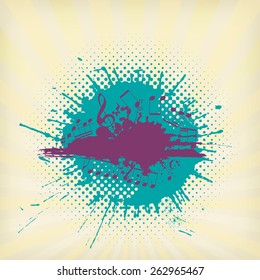 musical notes background with blot and halftone. vector illustration