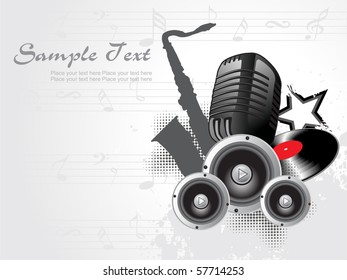 musical notes background with grungy musical instrument