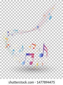 Musical Notes Background. Transparency Grid Design. Vector Illustration.