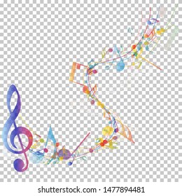 Musical Notes Background. Transparency Grid Design. Vector Illustration.