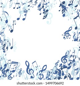 Musical Notes, Bass and Treble Clefs. Vector Background.