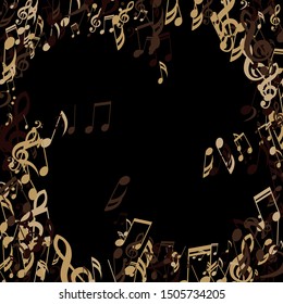 Musical Notes, Bass and Treble Clefs. Vector Background.