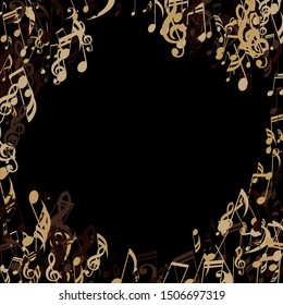 Musical Notes, Bass and Treble Clefs. Vector Background.