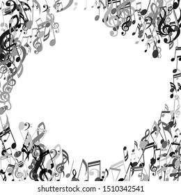 Musical Notes, Bass and Treble Clefs. Vector Background.
