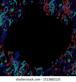 Musical Notes, Bass and Treble Clefs. Vector Background.