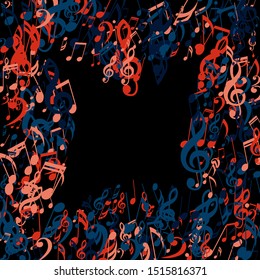 Musical Notes, Bass and Treble Clefs. Vector Background.