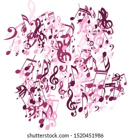 Musical Notes, Bass and Treble Clefs. Vector Background.