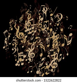 Musical Notes, Bass and Treble Clefs. Vector Background.