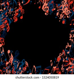 Musical Notes, Bass and Treble Clefs. Vector Background.