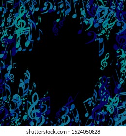 Musical Notes, Bass and Treble Clefs. Vector Background.