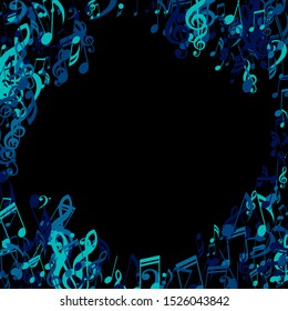 Musical Notes, Bass and Treble Clefs. Vector Background.