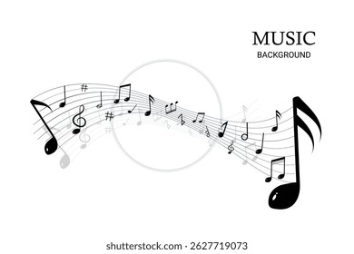 Musical notes Black music background design
