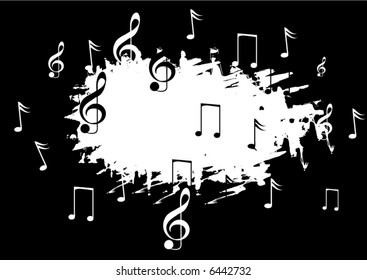 Musical notes in black and white