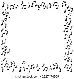 musikalische Noten, schwarz-weißer Rahmen, Vektorgrafik