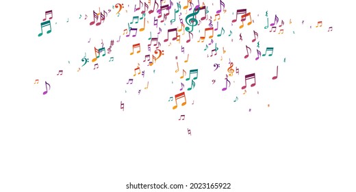 Musical notes cartoon vector backdrop. Audio recording elements scatter. Festival music pattern. Retro notes cartoon silhouettes with bass clef. Concert poster backdrop.