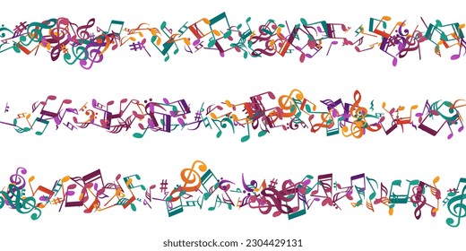 Musical notes cartoon vector background. Audio recording signs burst. Nightclub music concept. Isolated notes cartoon signs with treble clef. Concert poster backdrop.