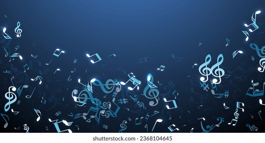 Musical notes cartoon vector background. Sound composition elements placer. Party music wallpaper. Doodle notes cartoon elements with sharp. Birthday card backdrop.