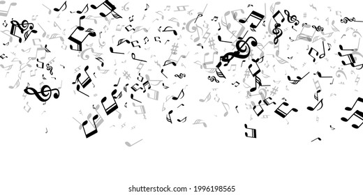 Musical notes cartoon vector illustration. Song notation elements placer. Jazz music pattern. Grunge notes cartoon elements with pause. Banner backdrop.