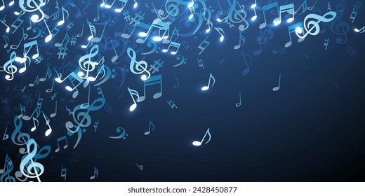 Musical notes cartoon vector illustration. Melody notation elements placer. Radio music wallpaper. Retro notes cartoon signs with flat. Party flyer background.