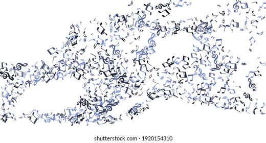 Musical notes cartoon vector pattern. Symphony notation elements placer. Jazz music illustration. Isolated notes cartoon silhouettes with sharp. Party flyer backdrop.