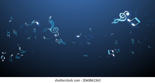 Musical notes cartoon vector pattern. Symphony notation signs placer. Classic music illustration. Isolated notes cartoon elements with treble clef. Album cover background.