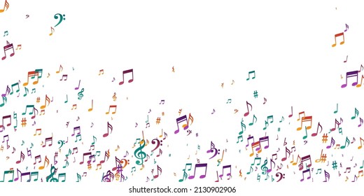 Musical notes cartoon vector pattern. Song notation signs explosion. Jazz music illustration. Retro notes cartoon signs with treble clef. Album cover background.
