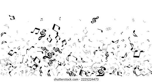 Musical notes cartoon vector wallpaper. Melody recording signs swirling. Party music pattern. Grunge notes cartoon signs with flat. Concert poster graphic design.