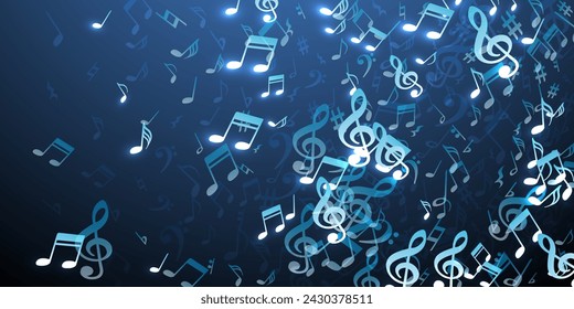 Musical notes cartoon vector wallpaper. Melody recording elements explosion. Dance music illustration. Doodle notes cartoon elements with pause. Concert poster graphic design.