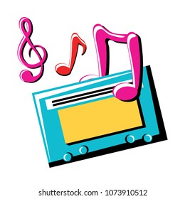 musical notes and cassette
