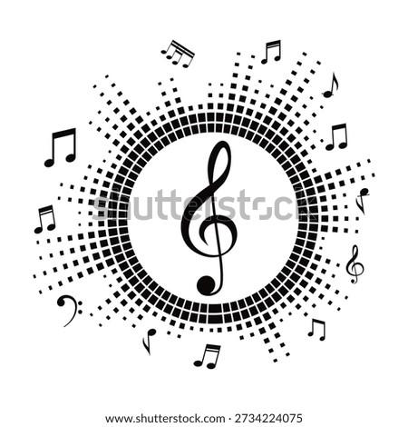 Musical Notes and Clef Symbols. Black musical note icons. abstract musical background with notes 