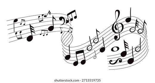 Notas Musicais e Símbolos Clef. Notas musicais de várias formas. Os símbolos incluem agudos, descansos e muito mais.